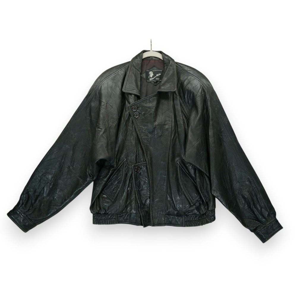 VINTAGE 80's Vottorio Multa Italy Leather jacket Made in Korea ~ Black ~ Men's